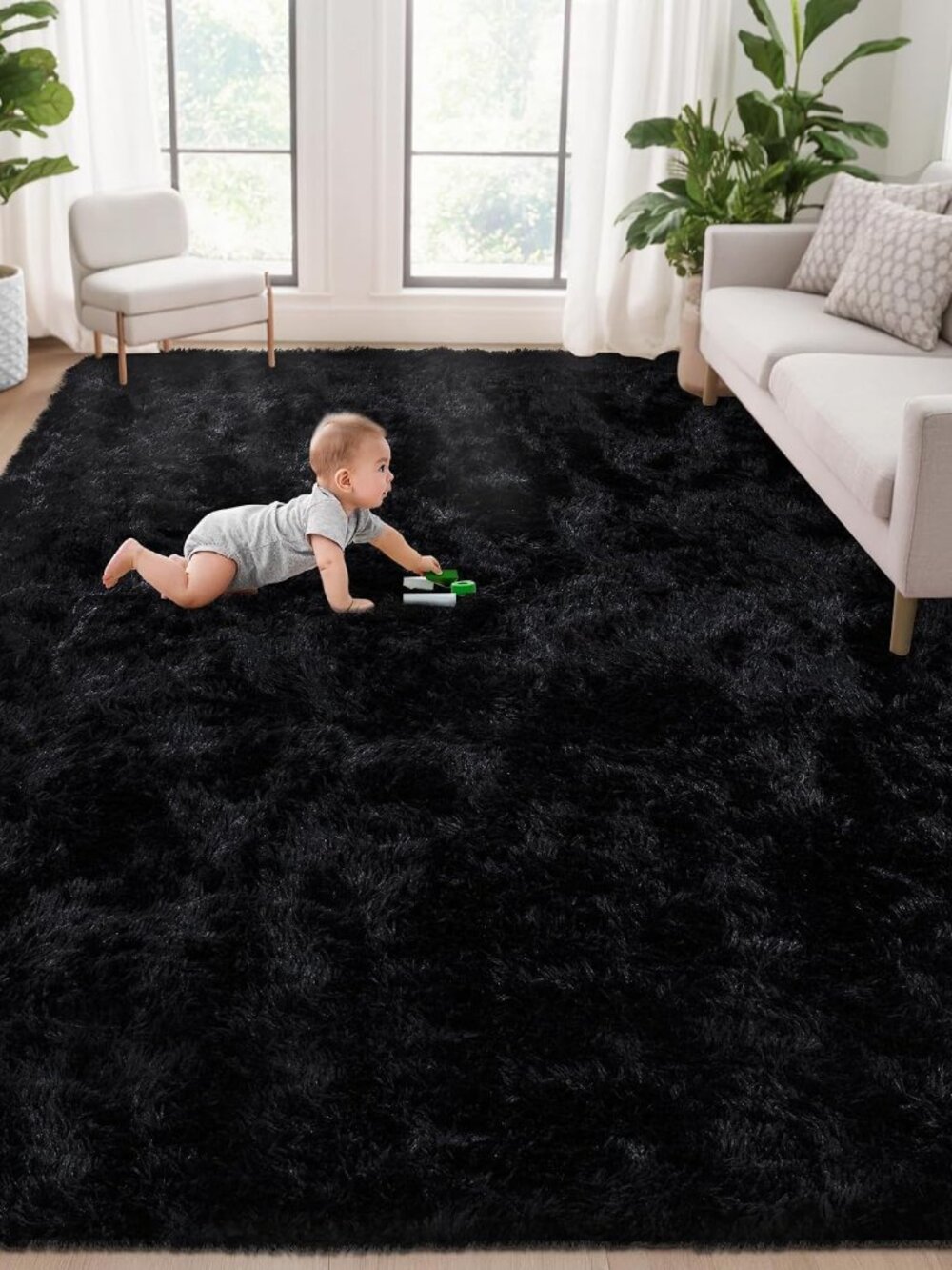5x8 Area Rug for Living Room: Fluffy Shag Soft Washable Rugs Fuzzy Plush Indoor